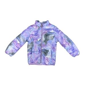 Gerry Purple Blue Green Watercolor Puffer Jacket Coat Winter Kids Girls XS 5 6